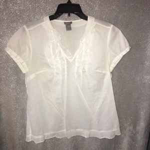 Ann Taylor white top with ruffles